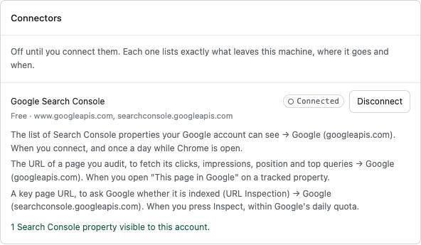 Connectors: Search Console connected