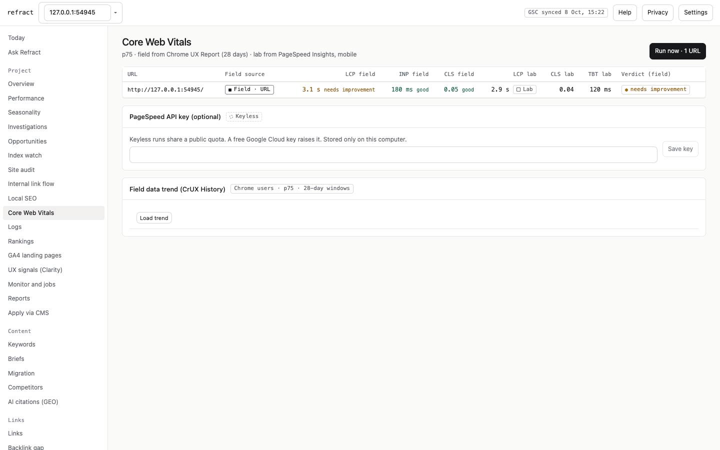 Core Web Vitals with CrUX History